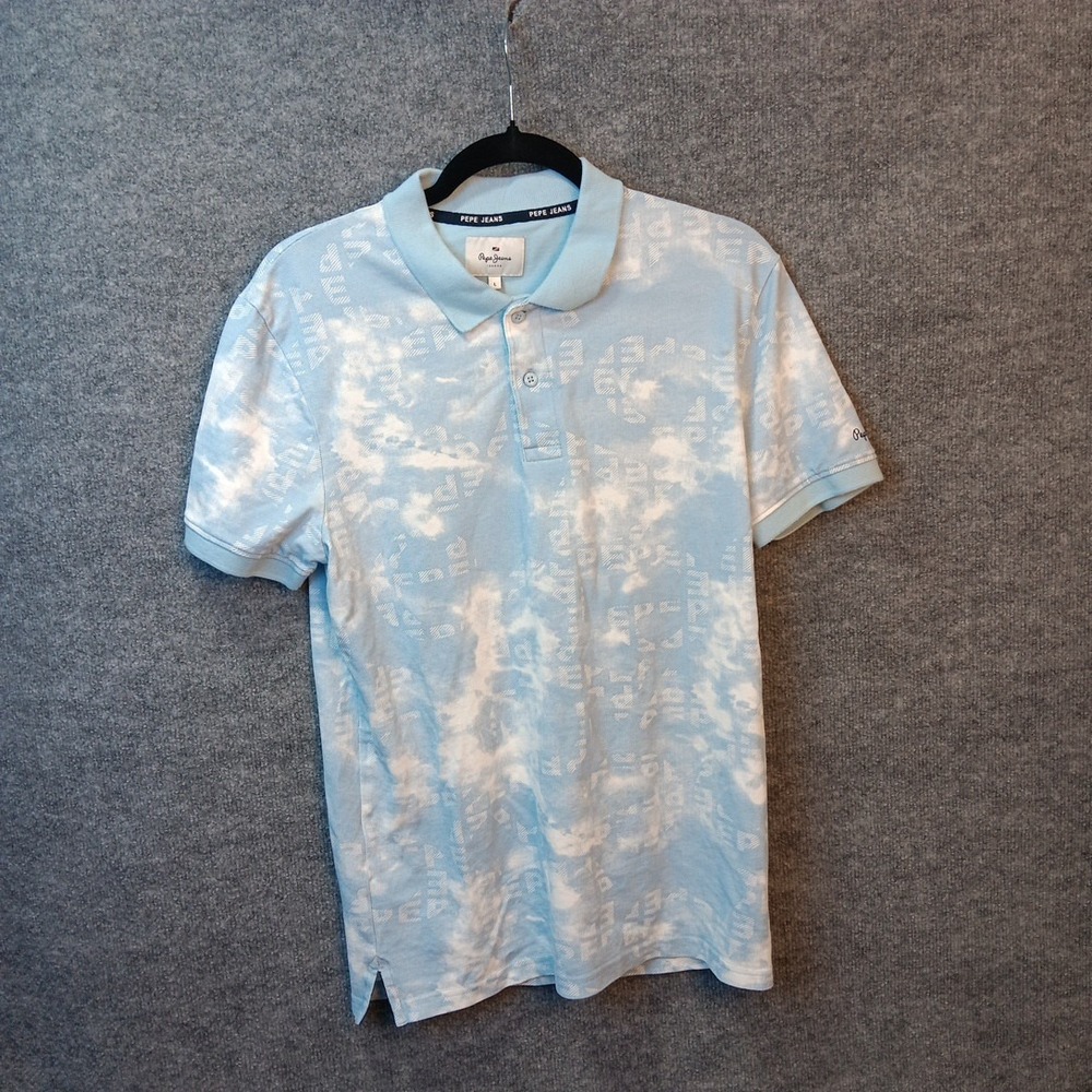 Pepe Jeans London Men Blue Logo Cloud Polo Shirt Hipolito SS IP Large L
